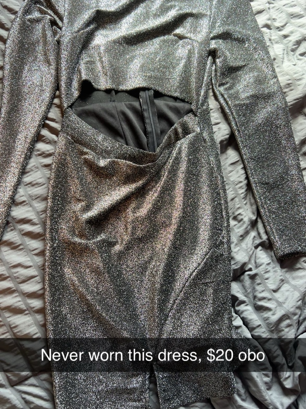 Metallic Silver Cutout Bodycon Dress - Women